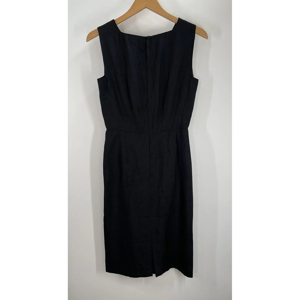 VTG 60s Little Black Dress Pencil Wiggle Square Side Arm Hole Pockets 38" Chest - Picture 3 of 13